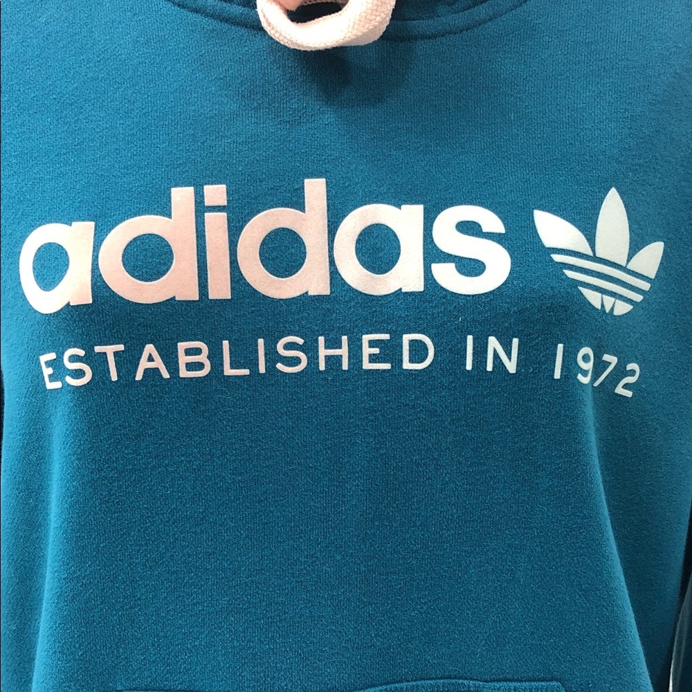 Adidas Women’s Pullover Hoodie - Teal w/ Pink/Lt Blue Logo - Size Small - Picture 5 of 15